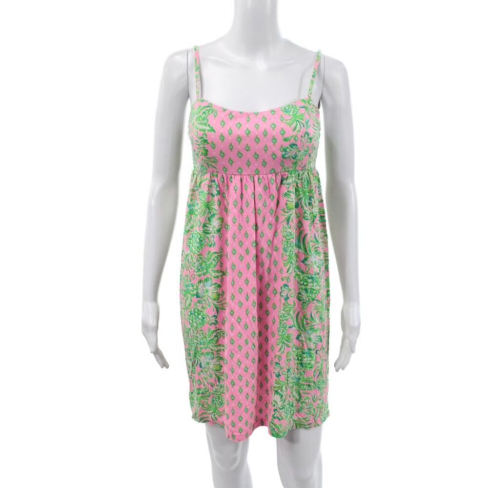 Lily Pulitzer Womens Pink Floral Cotton Sundress Short Sleeveless Size S